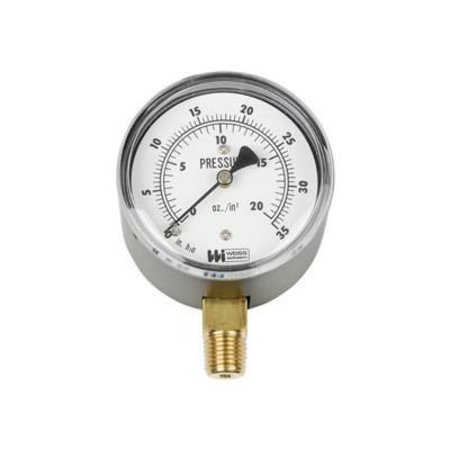 WEISS INSTRUMENTS 2 1/2" DIAL, 0-30" H2O DG25P-030-4L